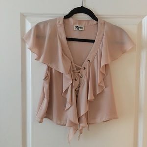 SHOW ME YOUR MUMU lace up crop top